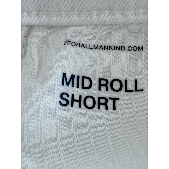 7 FOR ALL MANKIND~  Womens White Mid Roll Shorts Cotton/Spandex Blend Size 31 - Picture 6 of 11